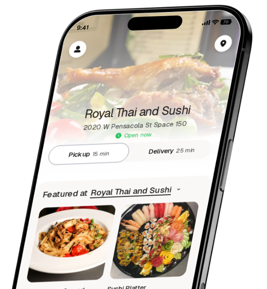 Royal Thai and Sushi app preview